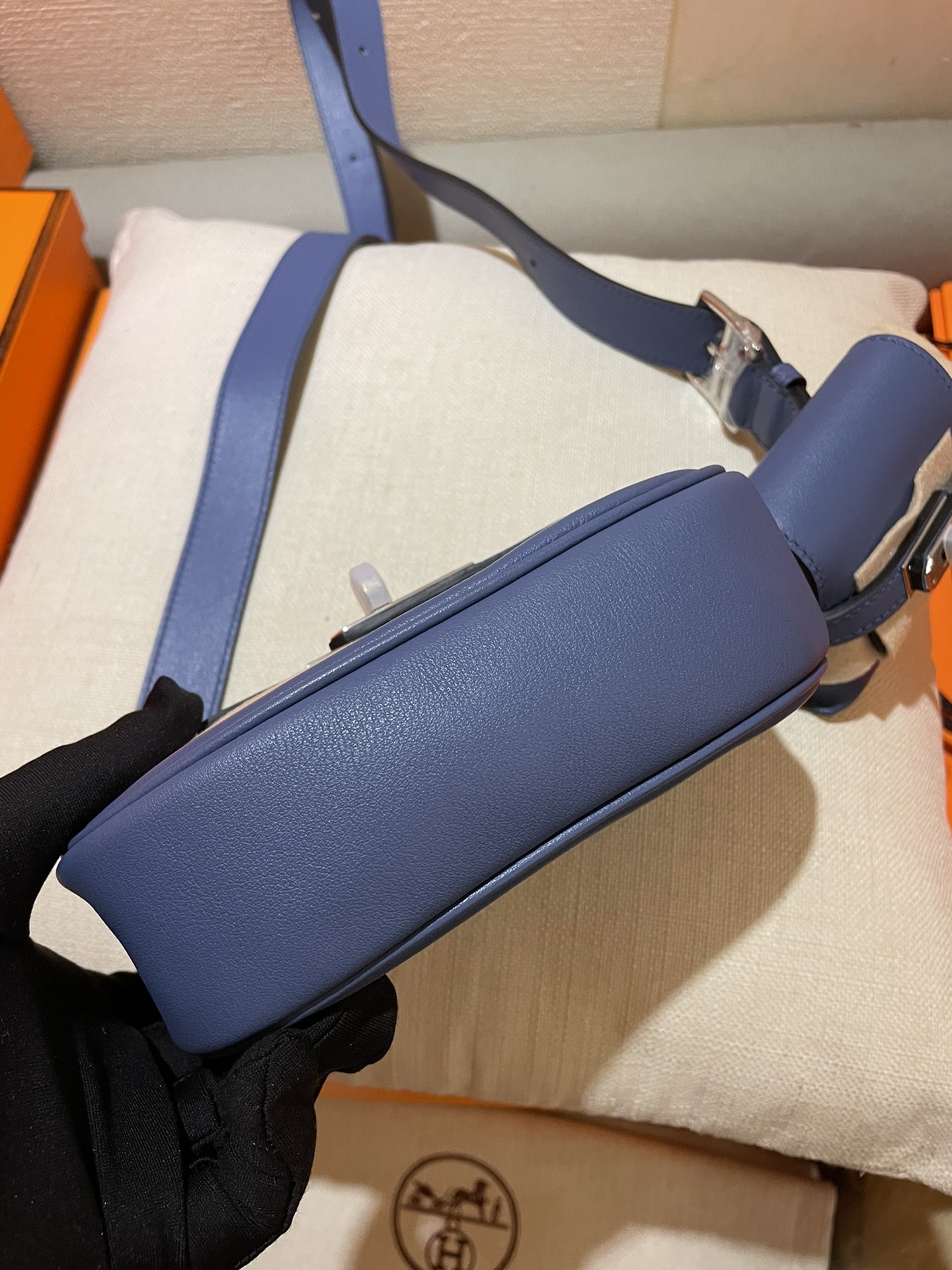 Hermes Kelly Moove Shoulder Bag In Blue Swift Leather